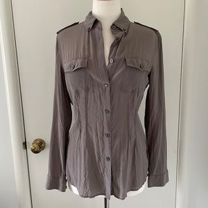 Banana Republic 100% Silk Fitted Button Down Mauve Blouse Size 8